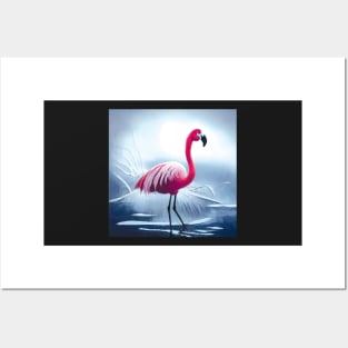 Flamingo in Winter Posters and Art